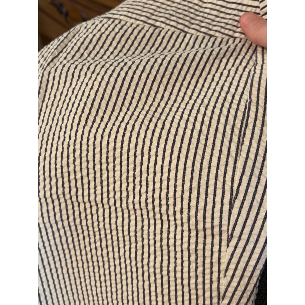 David Brooks Seersucker Pants Womens 10 Blue White Striped Preppy Straight Leg - Picture 5 of 5